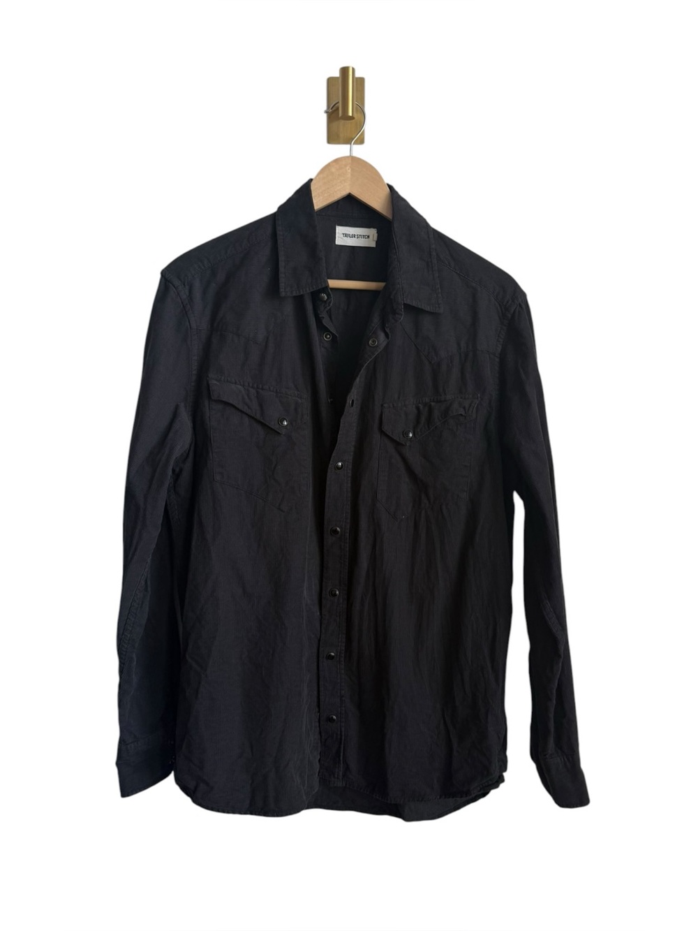 Taylor Stitch Men's Black Corduroy Western Snap Button Shirt Size 40 Medium
